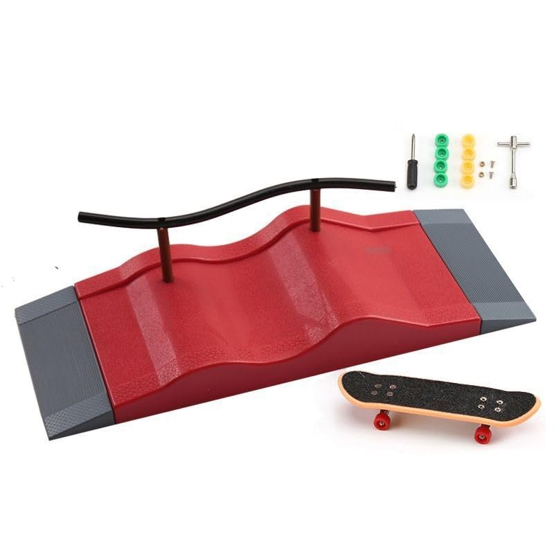 Fingerboard Obstacles Mini Skateboards Smooth Surface Plastic Skate Park Accessories with Fingerboard Wheels and Complete Tool Kit(C1) - color: C1