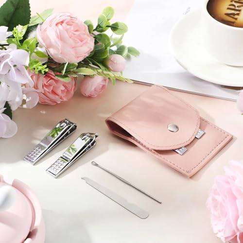 Lasnten 24 Set Valentine Manicure Set Bulk Nail Clippers Grooming Nail Kit Stainless Steel Professional Pedicure Tools Kit with Travel Case for Men Women Valentine's Day Gift(4 in 1,Pink) - color: Pink, size: 4 in 1