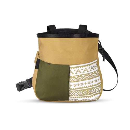 RiToEasysports Chalk Bag, Large Capacity Mountaineering with Trapezoidal Bottom Holds with Dual Hanging Points for Outdoor Sports - size: Small Khaki