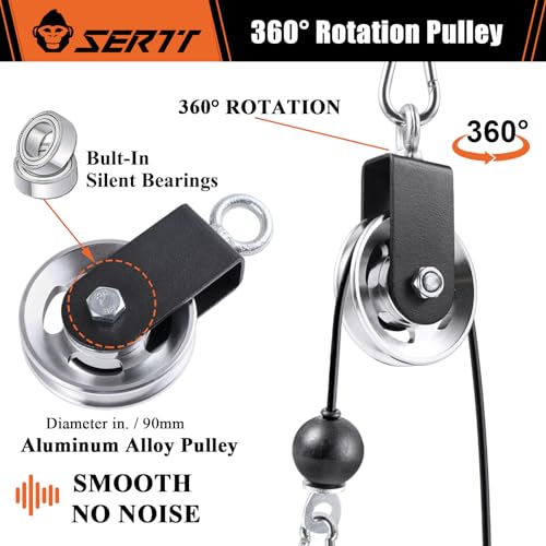 SERTT Cable Pulley Wheel for Home Gym Pulley System, Upgraded 90mm Aluminium Alloy Gym Pulley for Maximum 660LBS Load - color: Silver, style: [1 Pack]