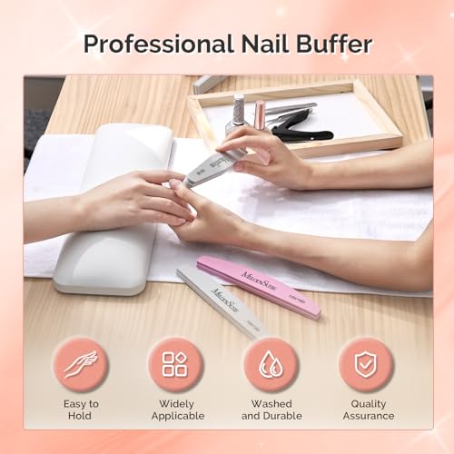 MelodySusie 9Pcs Nail Buffers Set,Nail Files and Buffers,100/180 Grit, Diamond Nail Buffer, Professional Nail Care Tools Kit for Home Use,Salon - size: 9PCS