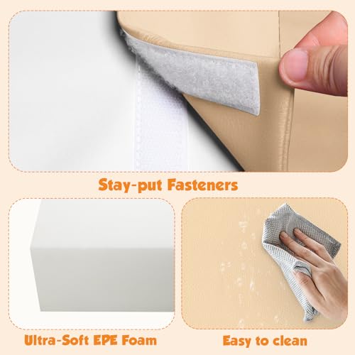 TODIBY 4-Piece Soft PU Leather Toddlers Climbing Toys, Baby Foam Climbing Blocks for Toddlers 3, Foam Play Gym Climbing Structures, Indoor Climb and Crawl Activity Play Set (White and Coffee) - style: White/Coffee