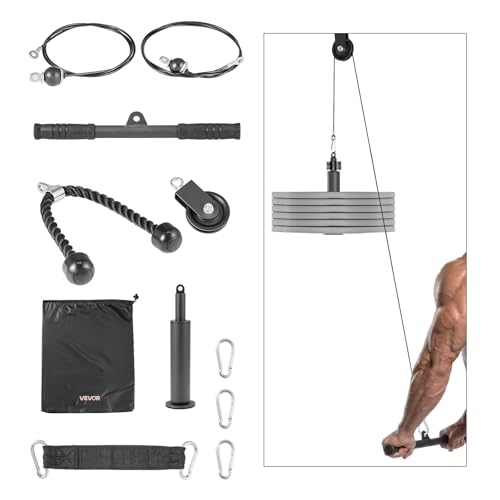 VEVOR LAT Pulldown Attachments, Cable Machine Rowing T-bar V-bar Tricep Pull Down Bar, Back Strength Training Rubber Coated Handle Grip, Bicep Curl Tricep LAT Pulldown Bar for Home Gym Fitness - size: Set with 1 Bar