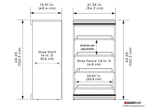 ClosetMaid Modular Storage Shelf Unit with Angled Shoe Shelves, White - color: White