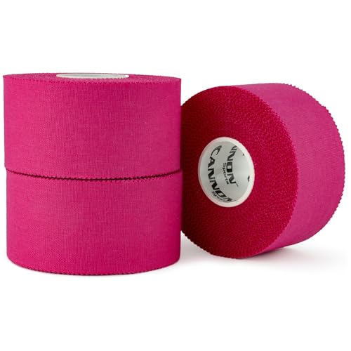 Cannon Sports Premium Athletic Tape - 1.5” x 45 Feet Per Roll - Easy Tear, No Sticky Residue, Very Strong, Hypoallergenic and Latex Free - Ideal for Sprains, Strains, First Aid - Pack of 3 (Pink) - color: Pink
