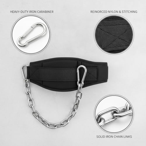 Fits Standard Weight Plates: Iron Chain Weighted Dip Belt for Pull-Ups, Dips, and Strength Training