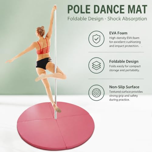 Folding Safety Mat for Home Spinning Round Pole Dance Mat, Round Foldable Aerial Yoga Mat for Pole Dancing, Gymnastics, Aerial Hoop, Simple Maintenance - size: 150*3cm/59.1*1.2in