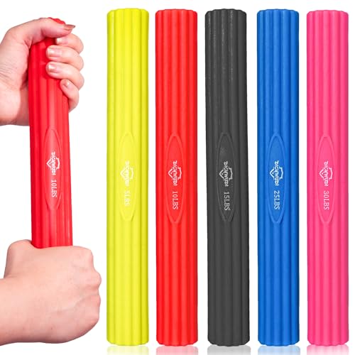 DICYWUDI Flex Therapy Bar and Grip Strength Trainers set, Physical Therapy & Resistance Bar for Golfers Elbow, Tendinitis, Wrist,Forearms Pain, Improve Grip Strength and Relieve Pain - color: Yellow/Red/Black/Blue/Pink