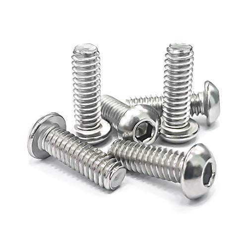 1/4-20 x 3/4" Button Head Socket Cap Bolts Screws, 304 Stainless Steel 18-8, Allen Hex Drive, Bright Finish, Fully Machine Thread, Pack of 25 - size: 1/4-20 x 3/4