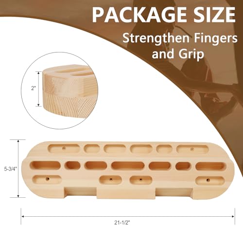 HRVEOCEI Climbing Hangboard for Rock Climbing Training – Wooden Fingerboard with Multi-Grip Design – Strengthen Fingers & Grip – Easy Mount for Home & Gym - color: Brown 1