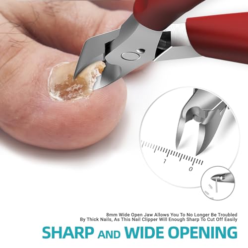 Toenail Clippers for Thick Nails for Seniors - Heavy Duty Toe Nail Clippers Kit with Long Handle for Men & Elderly with Inflexible Joints, Professional Nail Clippers Kit for Thickened Toenails (Red) - style: Creating Exquisite Nails - Red