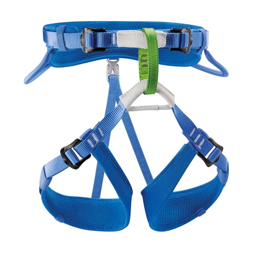 PETZL MACCHU Kids' Rock Climbing Harness | Adjustable Seat Harness for Children Less Than 40kg / 88 lbs - color: Blue
