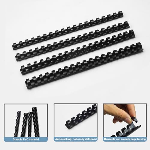 Rayson CR16202225BK Plastic Binding Combs 5/8 in. 13/16in, 7/8in, 1in, 19-Ring Letter Size, Black Comb Binding Spines, Multi-Size Pack of 40 - color: Black, size: Letter size - 5/8in, 13/16in, 7/8in, 1in