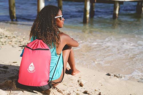 Skog Å Kust GymSak | Patented 2-in-1 Drawstring Cinch Bag with Removable Waterproof Dry Bag | Pink - color: Pink