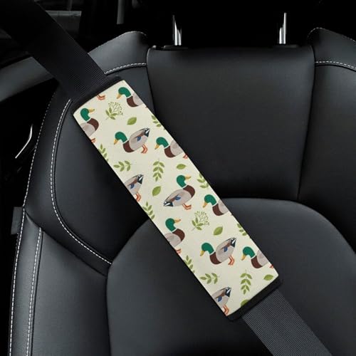 2 Pack Cute Mallard Duck Leaf Animal Print Car Seat Belt Pad Soft Padded Automotive Seat Belt Protector for Child, Stroller Pushchair High Chair, Shock Absorption - color: Pattern 988