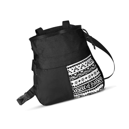 Drfeify Mountaineering Chalk Bag, Large Capacity Travel Bag with Independent Front Pocket, Outdoor Sports Gear for Climbers Hikers - size: Large Black