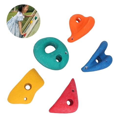 Kids Climbing Holds 5 Pack Colorful Resin Rocks for Indoor Outdoor Playground with Mounting Hardware