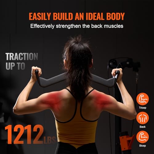VEVOR LAT Pulldown Attachments, Cable Machine Rowing T-bar V-bar Tricep Pull Down Bar, Back Strength Training Rubber Coated Handle Grip, Bicep Curl Tricep LAT Pulldown Bar for Home Gym Fitness - size: 5PCS B
