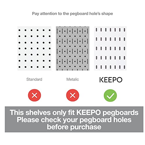 Keepo Peg Board Organizer Accessories, Peg Board With Accessories, Pegboard Hooks, Pegboard Bins (Shelves) - style: Shelves