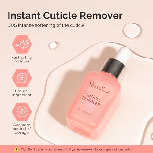 MelodySusie Cuticle Remover Kit,Cuticle Remover Cream and Oil 25ML | Cuticle Nipper,Trimmer Pusher,Nail File and Brush for Cuticle Softener & Moisturize Manicure Kit for Nail Care Rose - size: 7Pcs Rose