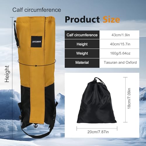 Waterproof Adjustable Hiking Gaiters for Men and Women, Snow Boots-Gaiters for Hiking in Hunting Sand Mud Mountain Climbing Snowshoeing - color: Ginger