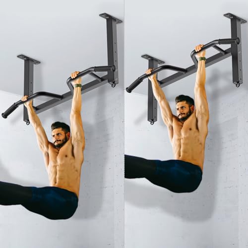 Kipika 32" Ceiling Mounted Pull Up Bar - Heavy Duty, Highly Adjustable, Multifunctional Chin Up Bar - Home Gym System with Punching Bag Hanger and Resistance Bands Training - color: Ceiling Mounted Pull Up Bar