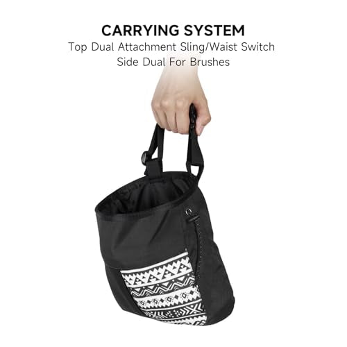 Drfeify Mountaineering Chalk Bag, Large Capacity Travel Bag with Independent Front Pocket, Outdoor Sports Gear for Climbers Hikers - size: Small Black