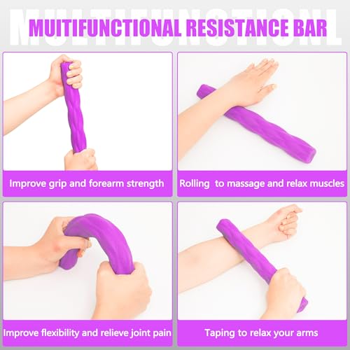 DICYWUDI Flex Therapy Bar and Grip Strength Trainers set, Physical Therapy & Resistance Bar for Golfers Elbow, Tendinitis, Wrist,Forearms Pain, Improve Grip Strength and Relieve Pain - color: Blue/Purple/Green/Orange-MH