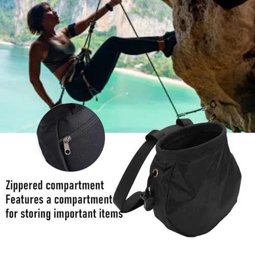 Chalk Bag Climbing Powder Bag Rock Climbing Chalk Storage Water Proof Oxford Cloth Fleece Lining Adjustable Drawstring Large Capacity for Gym Weightlifting
