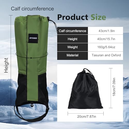 Waterproof Adjustable Hiking Gaiters for Men and Women, Snow Boots-Gaiters for Hiking in Hunting Sand Mud Mountain Climbing Snowshoeing - color: Army Green