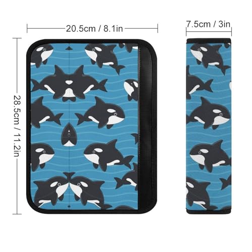 2PCS Killer Whale Orca Seat Belt Shoulder Pad Soft Padded Harness Pads Strap for Adults and Children, All Vehicles, Anti-Slip Pad - color: Pattern 910