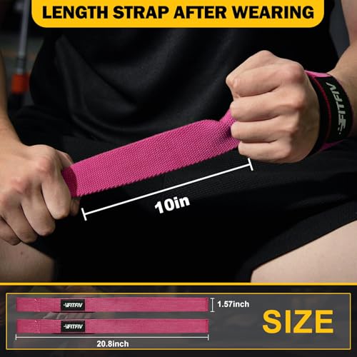 Lifting Straps for Weightlifting, Lifting Wrist Straps for Gym Strength Training, Neoprene-padded Wrist Cushion - Men & Women - color: Pink