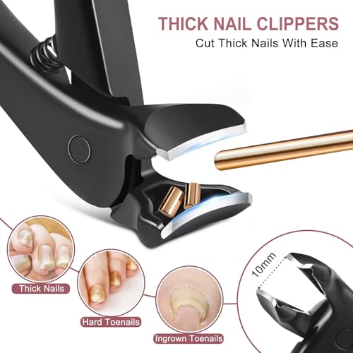 Nail Clippers for Men - Long Handled Toenail Clippers for Seniors Thick Toenails, Heavy Duty Large Nail Clippers for Thick Nails with Wide Opening, Sharp Nail Cutter Gifts for Men Women Adults, Black