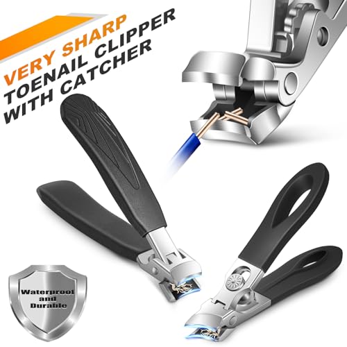 5PCS Nail Clipper Set for Thick Nails with Portable Leather Case | Ultra Sharp Toenail Clippers for Seniors with Wide Jaw Opening Manicure Pedicure Kit