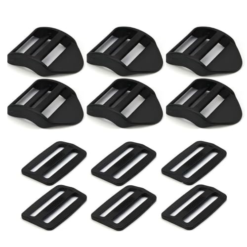Ladder Lock Tri Glide Slide - Adjustable Strap Clips for Backpack/Gear Straps - Fits 3/4",1",1-1/4",1-1/2",2" Webbing - color: 6-pack for 1-1/2" Webbing