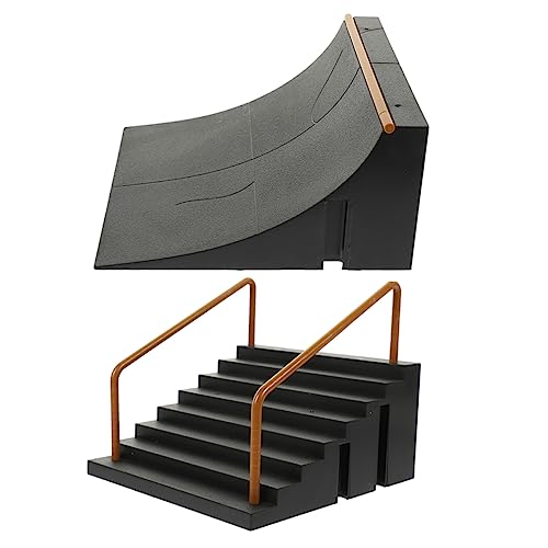 Abaodam Fingerboard Ramp 2 Pcs Finger Skate Park Kit with Fingerboard Obstacles Skateboard Park Part for Kids Training Finger Coordination Desk .51 X 5.11 X 4.52 in