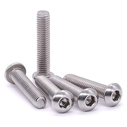 1/4-20 x 1-5/8" Button Head Socket Cap Bolts Screws, 304 Stainless Steel 18-8, Allen Hex Drive, Bright Finish, Fully Machine Thread, Pack of 25 - size: 1/4-20 x 1-5/8