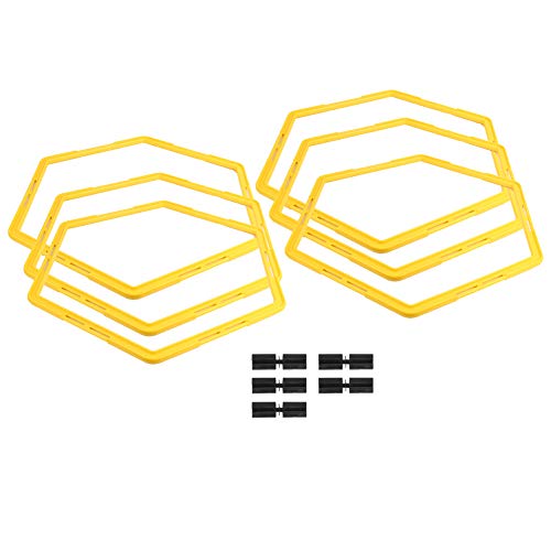 RiToEasysports Agility Rings Set, 6PC Hexagonal Step Training Equipment with Quick-Connect Clips for Football Basketball Tennis Workouts