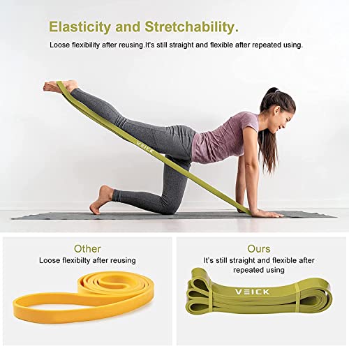 VEICK Pull Up Assist Resistance Bands for Home Gym | 100% Natural Latex, Non Slip Leather Texture, Space Saving, Versatile for Full Body Training, Home Gym - color: Green Set + 5 Loop Bands
