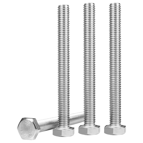 5 Pcs M10 Hex Bolts M10-1.5 x 100mm Hex Head Screw Bolt 304 Stainless Steel M10-1.5mm Hexagon Bolts Hex Head Screws, Metric Machine Fully Thread, Bright Finish - size: M10 -1.5x 100mm