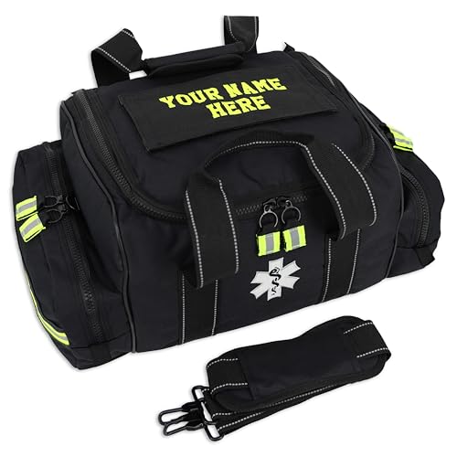 Lightning X Customizable Large EMT Medic First Responder EMS Trauma Jump Bag w/Embroidered Name - BLACK - color: Black