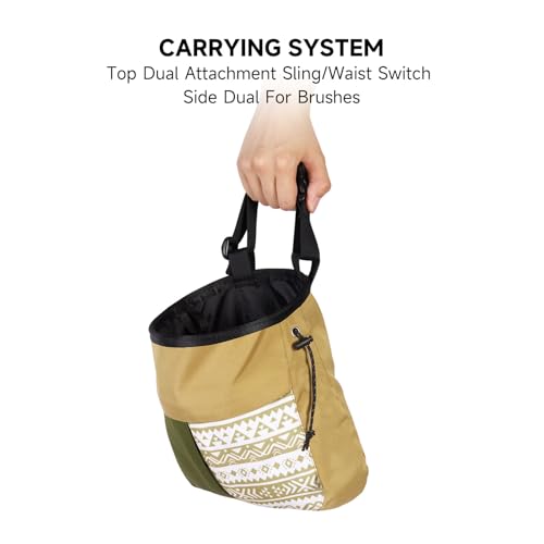 Drfeify Mountaineering Chalk Bag, Large Capacity Travel Bag with Independent Front Pocket, Outdoor Sports Gear for Climbers Hikers - size: Small Khaki