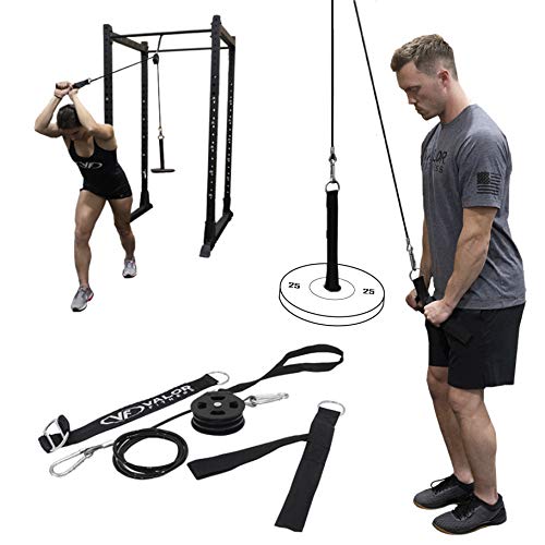 Valor Fitness Portable LAT Pulldown Machine – Standalone or Bundle with Tricep Rope, V-Bar & Triangle Handle for Strength Training & Home Gym