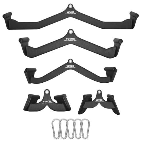VEVOR LAT Pulldown Attachments, Cable Machine Rowing T-bar V-bar Tricep Pull Down Bar, Back Strength Training Rubber Coated Handle Grip, Bicep Curl Tricep LAT Pulldown Bar for Home Gym Fitness - size: 5PCS B