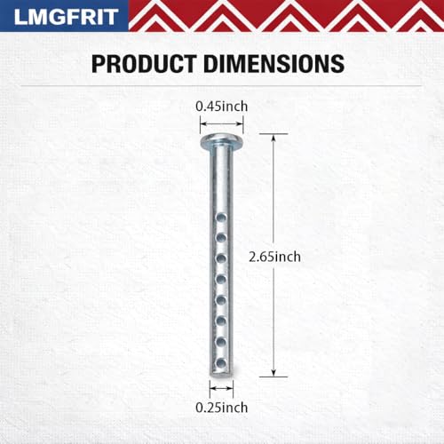 472795 Hitch Pin Clevis Pin with R Clip, 1/4 x 2-1/2 Inches Hairpin Cotter Pin Fastener, Carbon Steel Hitch Pin for Trailer and Farm Equipment, 2 Pack