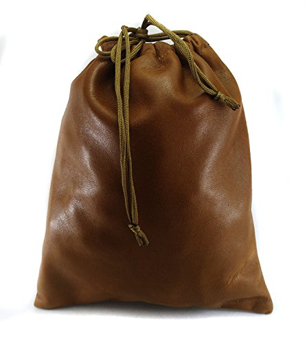 Multiple use Lambskin Leather Pouch with Drawstrings: (Tan, 23 cm X 31 cm) - color: Tan
