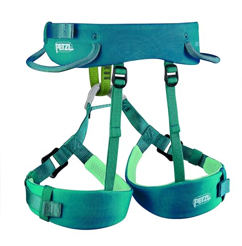 PETZL MACCHU Kids' Rock Climbing Harness | Adjustable Seat Harness for Children Less Than 40kg / 88 lbs - color: Atlantic Blue