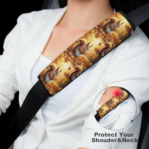 2PCS Squirrel Floral Animal Car Seat Belt Pad Universal Soft and Comfortable Harness Pads Strap for Kids, Car Seats Pushchair Strollers High Chair Pushchair - color: Pattern 997