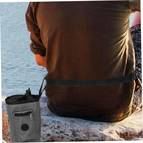 Toyvian Gray Oxford Cloth Climbing Chalk Bag with Antislip Grip Enhancer Multiple Pockets and Brush Holder for Rock Climbing Bouldering Gym Use Outdoor Training Pouch