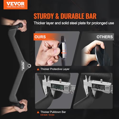 VEVOR LAT Pulldown Attachments, Cable Machine Rowing T-bar V-bar Tricep Pull Down Bar, Back Strength Training Rubber Coated Handle Grip, Bicep Curl Tricep LAT Pulldown Bar for Home Gym Fitness - size: 23x4.5x6.7"
